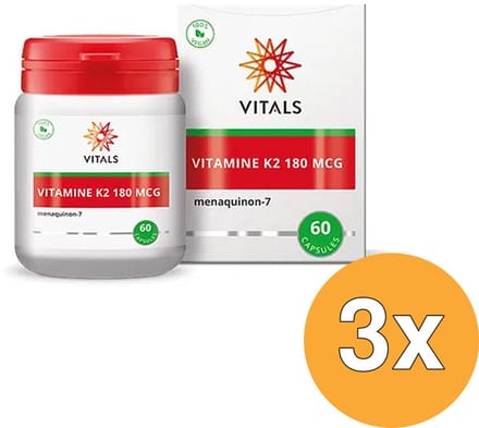 3x Vitals Vitamine K2 180mcg (60 capsules)
