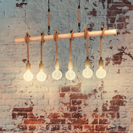 EGLO Youngstown hanglamp, lengte 100 cm, zwart/bruin, 6-lamps.