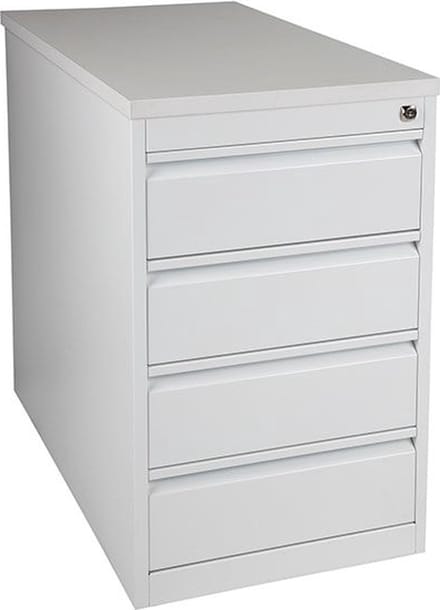 Praktische standcontainer 4 lades diep 80CM kleur Wit (RAL9010) topblad Kersen