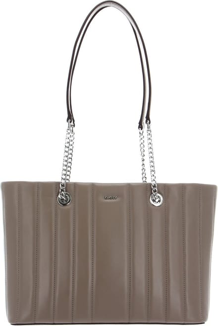 DKNY Leren Shopper Schoudertas Seva Tote Toffee / Silver Lichtbruin
