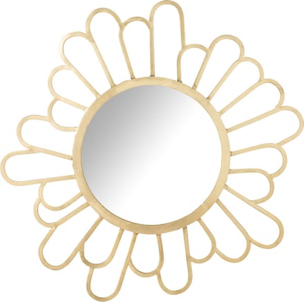 J-Line spiegel Bloem - metaal/spiegel - goud - Ø 90 cm