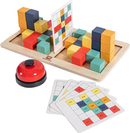 Eurekakids Block Competition - Spel Ruimtelijk Inzicht - Hout - Met 36 Kaarten