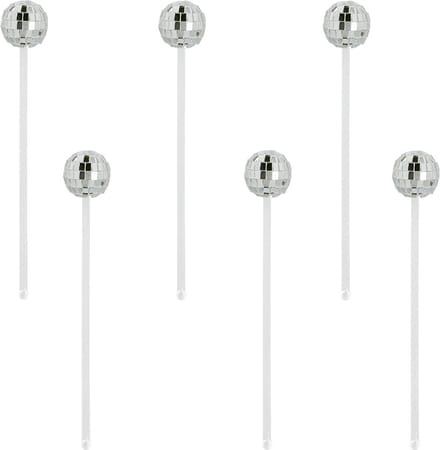 Boland - Set 6 roerstaafjes Discobal - Glitter & Glamour - 80s - Disco