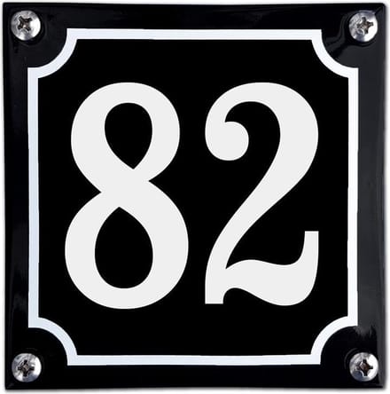 Zwart emaille huisnummer  - 82