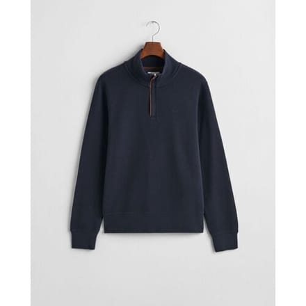 Gant Trui Sacker Rib Half Zip Subtle Tone-on-Tone Logo Embroidery Avond Blauw / male