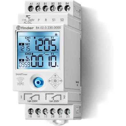 Finder Slimme Timer Relais 16A Dubbele Kanalen 110-240V AC/DC - 84.02.0.230.0000