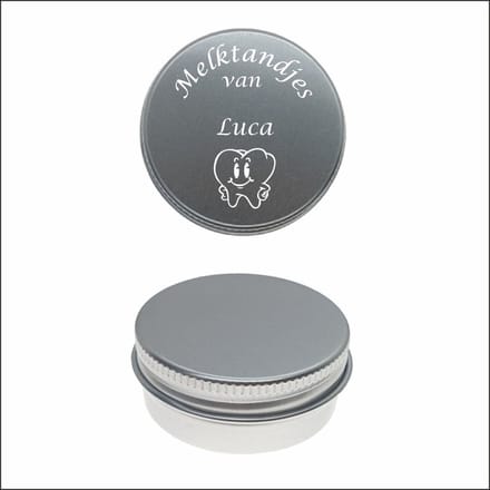 Melktanden Blikje Met Naam Gravering - Luca