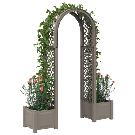 vidaXL - Rozenboog - met - plantenbak - Grijs - 168,5 - x - 43 - x - 207 - cm - PP
