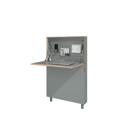 Müller Möbelwerkstätten Flatmate Secretaire Linoleum - ash - Led-techniek met stekkerdoos en USB-doos