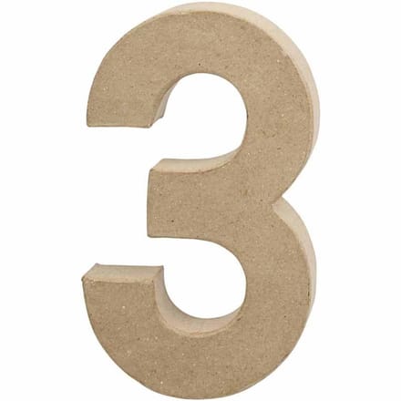 Cijfer, 3, H: 20,2 cm, B: 11,8 cm, dikte 2,5 cm, 1 stuk