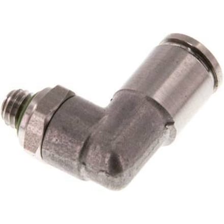 4mm x M 5 90 graden L-verbinding RVS Insteekfitting Buitendraad Draaibaar FKM