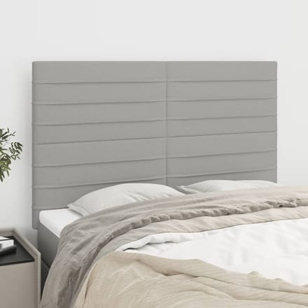 vidaXL - Hoofdbord - lichtgrijs - 144x5x118/128 - cm - stof