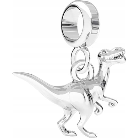 Bedels Zilveren Met Een Dinosaurus Dinosaurustrex Monster Dier Zilver 925 white
