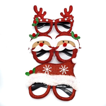 Gadgetpoint - Brillen - Bril - Kerst - Kerstman - Kerstboom - Kerst - Kerstmis - Christmas - Xmas - Set van 3 - Kerstman Rendier Kerstmuts Rood