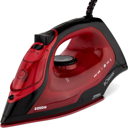 Bomann DB 6035 - Droog- & Stoomstrijkijzer -Zwart, Rood- 2200W