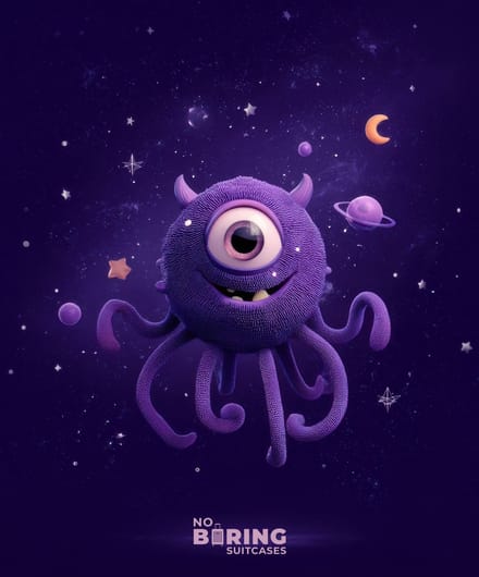 Kinderkoffer blauw - Kosmisch tentakelmonster