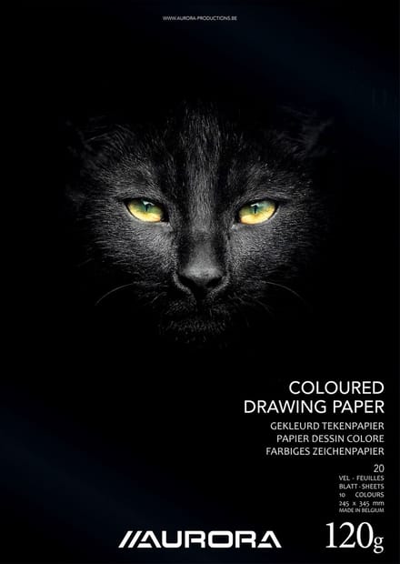 Aurora Hobby/Knutsel/Tekenblok 245x345mm, met gekleurd papier, pak van 15 stuks