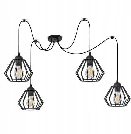 Luxe Zwarte Spider Hanglamp Edison Loft Stijl E27