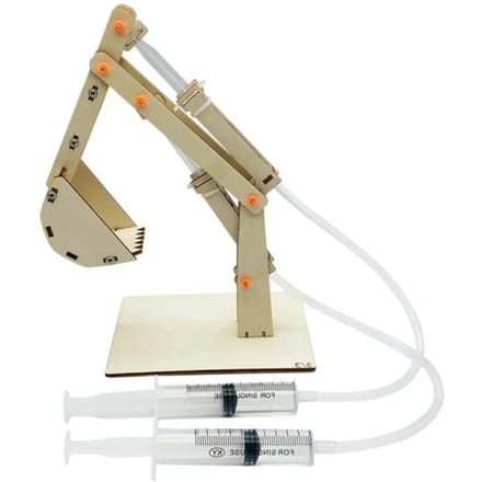 Doe-het-zelf houten hydraulische graafmachine model kinderpuzzel assemblage speelgoed houten wetenschappelijk experiment ouder-kind interactie white
