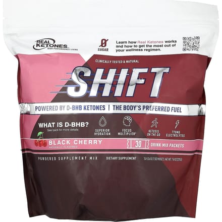 Real Ketones, Shift, Cerise Noire, 30 sachets de préparation pour boisson, 0,26 oz (7,5g) chaque