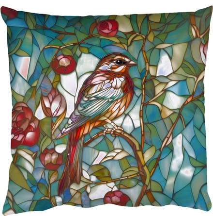 Sierkussens - Kussentjes Woonkamer - 60x60 cm - Vogel - Tak - Rozen - Mozaïek