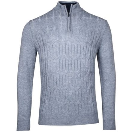 Baileys Trui Front Cable Knit Lambswool Half Zip Midden Blauw / male
