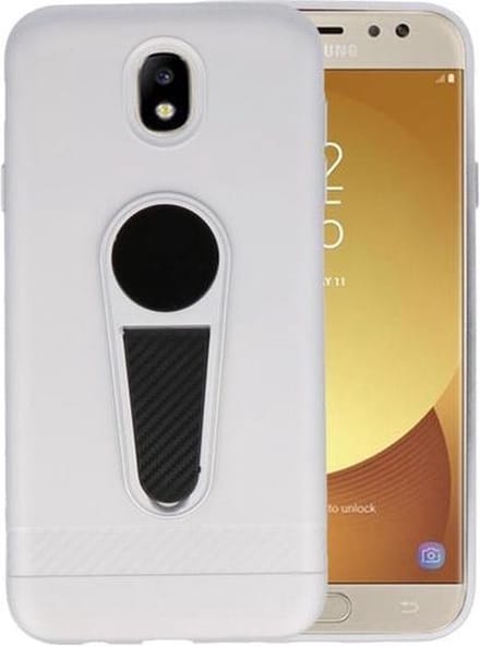 Zilver Magneet Stand Case hoesje voor Samsung Galaxy J7 2017 / Pro