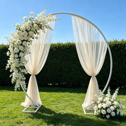 FATIVO bruiloft sboog Rond - Metalen rozenboog Wit -210x198cm