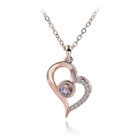Hartje ketting - 100 Talen - I Love You - Liefdes Cadeau - Rose