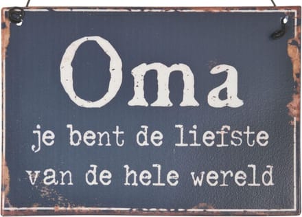 BMPdesign Tekstbord - Spreukenbord - OMA jij bent de liefste van de wereld - Blauw