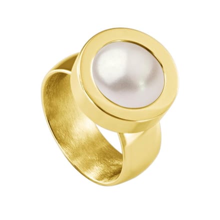 Quiges RVS Schroefsysteem Ring Goudkleurig Glans 20mm met Verwisselbare 12mm Mini Munt - SLSRS53920