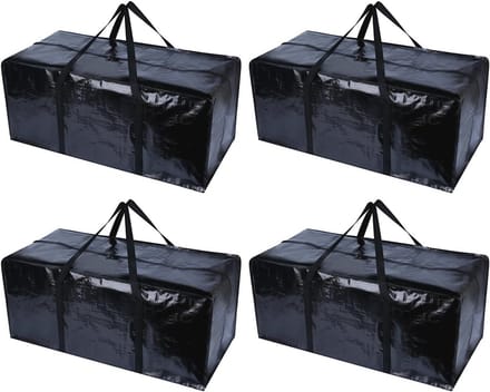 Zwarte E Bewegende Tassen - 4 Pack Extra Grote Herbruikbare Opbergdozen voor Verhuizing en Opslag
