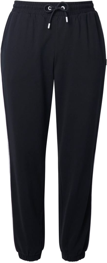 Ulla Popken - Dames - Joggingbroek paspel opzij elastische tailleband - Zwart - Maat 42+