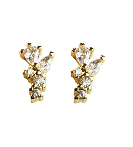 Oorbellen-Goud plating -mini- 5 mm-Zirkonia-Blad-Charme Bijoux