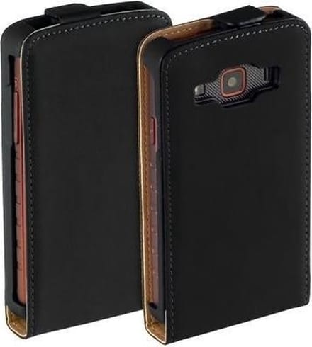 LELYCASE Flip Case Lederen Hoesje Samsung Galaxy Xcover Zwart