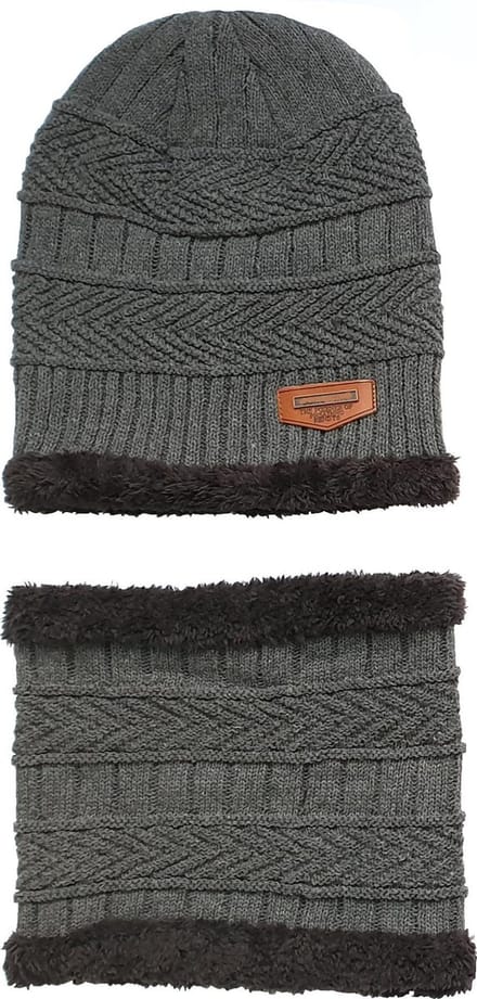 Muts met Sjaal - Muts - Beanie - Unisex - One size - Grijs