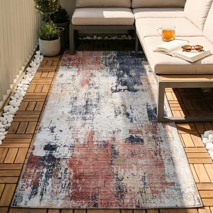 Fraai Wasbare loper - Domingo Grunge Terracotta/Creme - 80x250cm