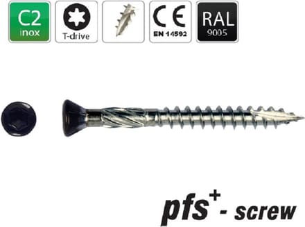 PFS+ - Potdekselschroef 4x35 RVS zwart Torx 200st