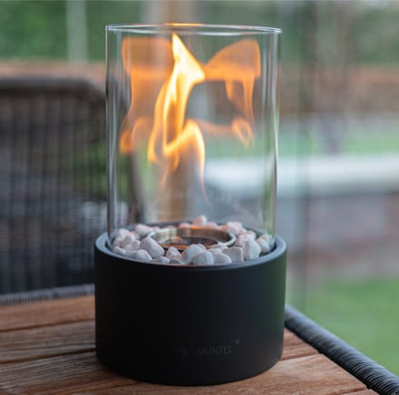 Muntel® Bio Ethanol Sfeerhaard – Tafelhaard - Binnen & Buiten - Rond - Zwart - ⌀ 15 CM