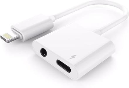 Jumalu iPhone lightning en 3,5mm jack AUX splitter - lightning adapter - audio en opladen - wit