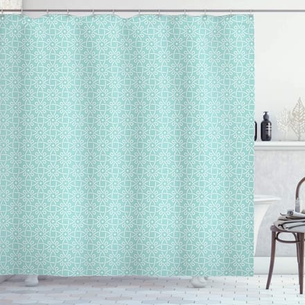 ABAKUHAUS Retro Douchgordijn – Blauw/Wit – 175x200 cm – Polyester