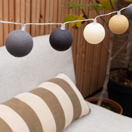 Cotton Ball Lights - LED lichtslinger voor buiten - STARTERSET - verlengbaar - 20 lampjes - Concreto
