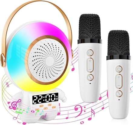 Karaokeset voor kinderen (met 2 microfoons), zangmicrofoon voor volwassenen, draadloze Bluetooth-luidspreker, stemvervormer, miniset, draadloze microfoon voor kinderen, draagbare luidspreker voor peuters
