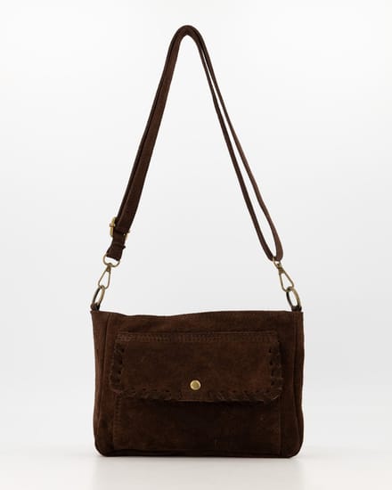 Tas -bruin- suède - veel ruimte -crossbody