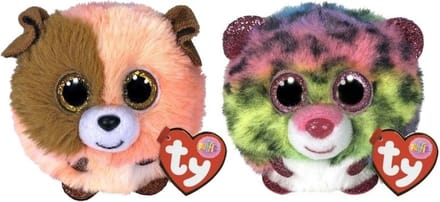 Ty - Knuffel - Teeny Puffies - Mandarin Dog & Dotty Leopard
