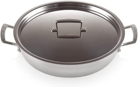 Ondiepe Braadpan RVS met Deksel 30 cm - 3-laags Antiaanbaklaag