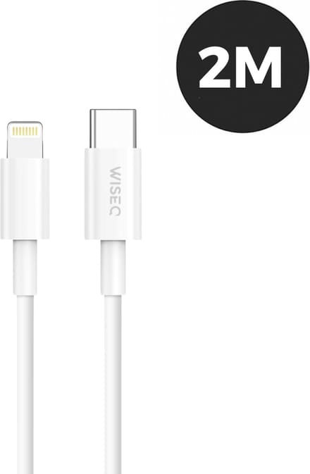 Lightning naar USB C kabel 2m – Fast Charge USB C laadkabel - geschikt voor Apple Lightning apparaten – wit – WiseQ