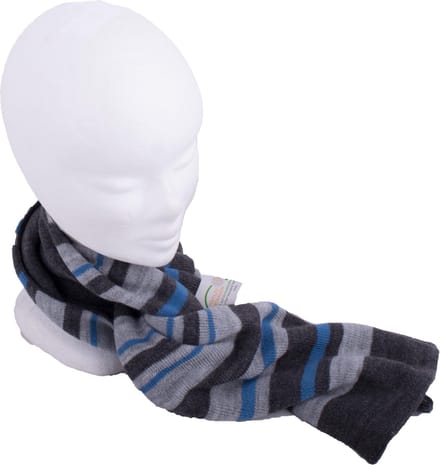 Kinder Sjaal |Shawl, Blauw-Grijs Gestreept, 140 x 16 cm.