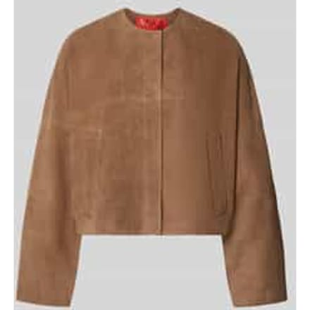 Regular fit leren jack met drukknoopsluiting model 'CURVA'
