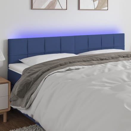 vidaXL - Hoofdbord - LED - 200x5x78/88 - cm - stof - blauw